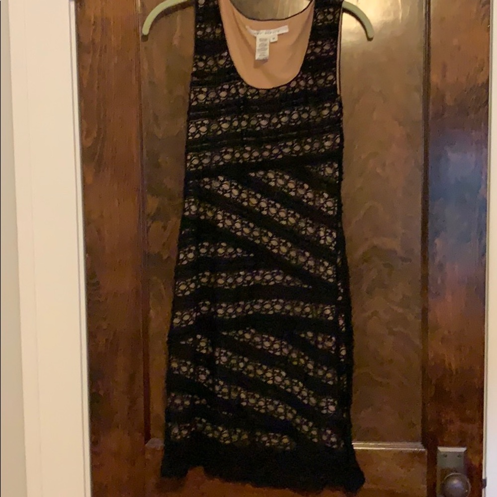 Black and nude lace max studio dress